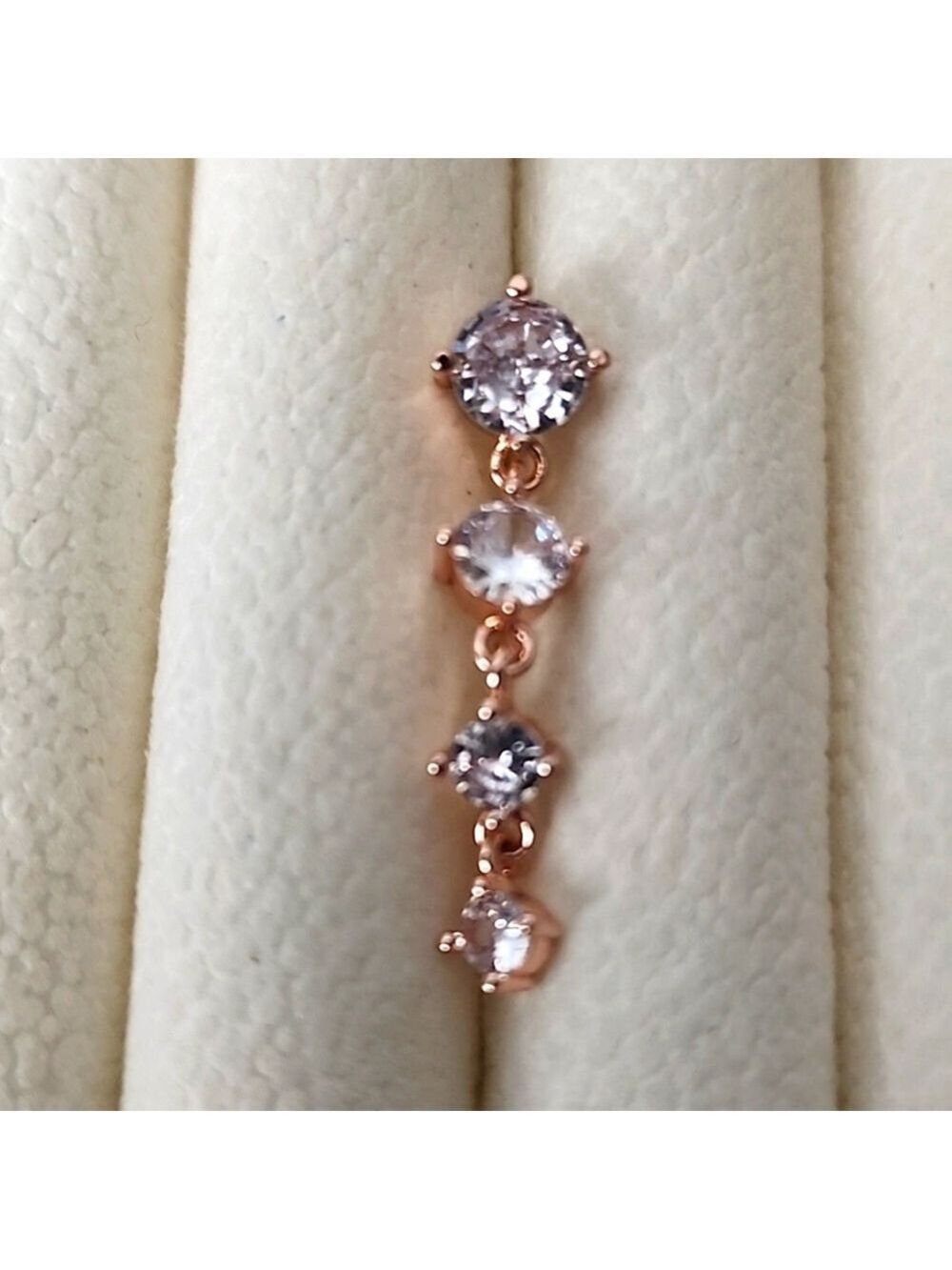 14 G SURGICAL STEEL DANGLE BELLY BUTTON Simulated Diamond ROSE GOLD